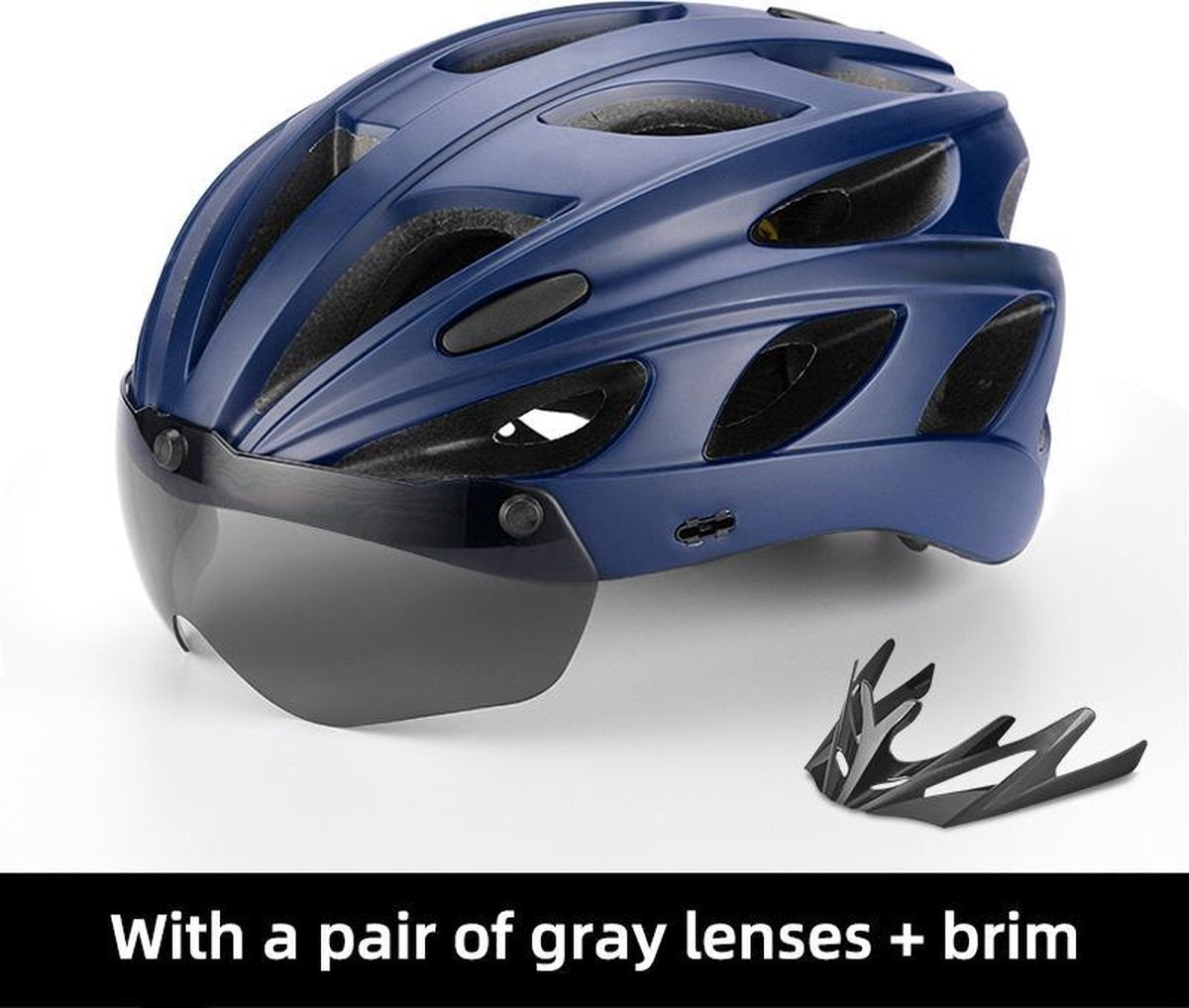 Baymate Fietshelm Mannen EPS Integraal gegoten Ademende Fietshelm Mannen Vrouwen Bril Lens Aero MTB Racefietshelm TT-16-BL