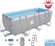 Wehncke Steel frame pool set 400 x 207 x 122 cm grijs