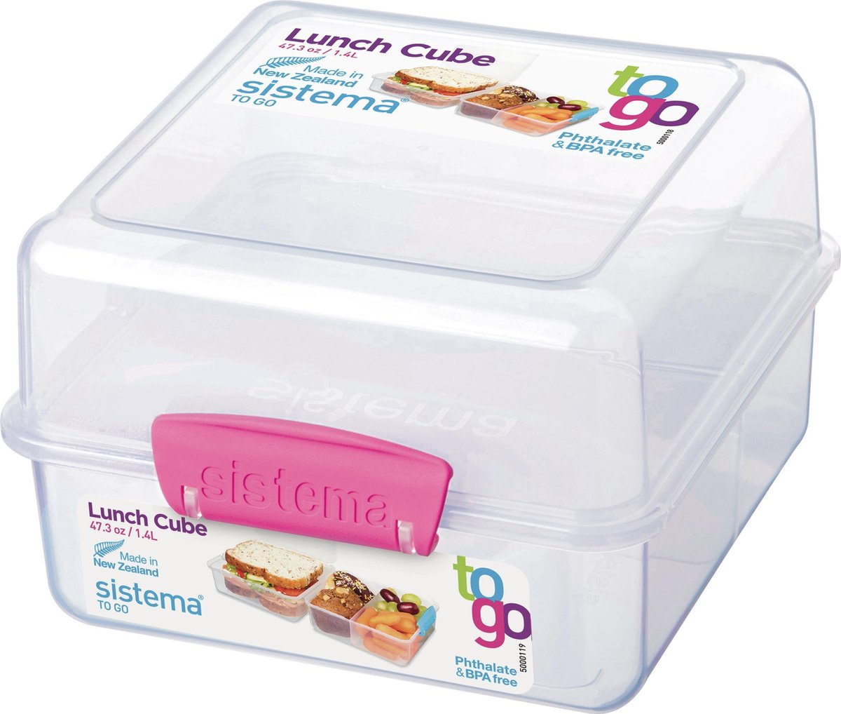 Sistema To Go Vershouddoos - Lunchbox Lunch Cube - Roze - 1.4 Liter