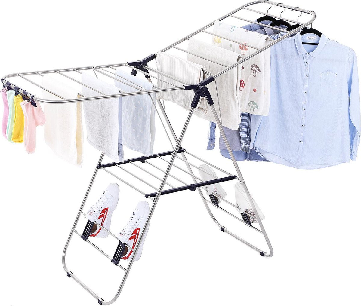 Nancy's Roestvrijstalen Wasdroogrek - Opvouwbaar en Verstelbaar Wasrek - 147 x 128 x 56 CM
