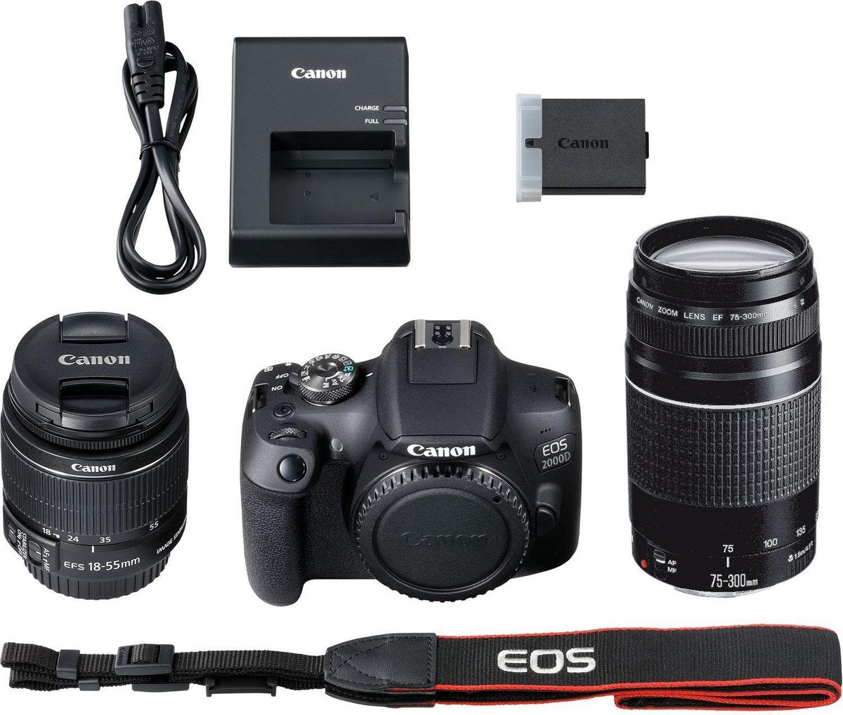 CANON EOS 2000D + 18-55 IS II + 75-300 III + BAG + SD 16GB