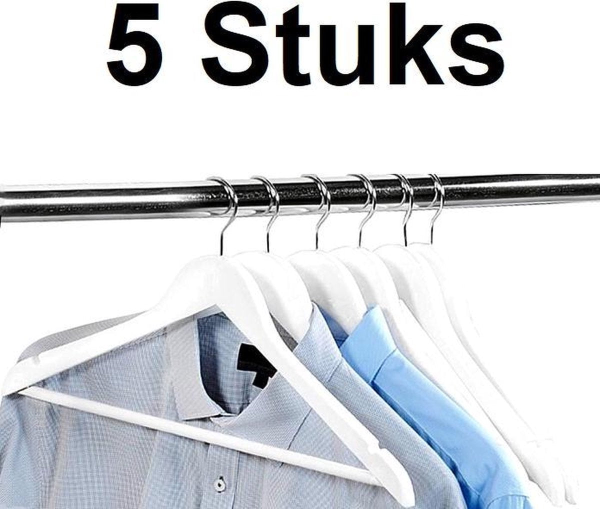 5 STUKS Luxe FSC® houten kledinghangers | Stevige klerenhangers met broekstang | Klerenhanger | Kleerhanger | broekenstang | 44