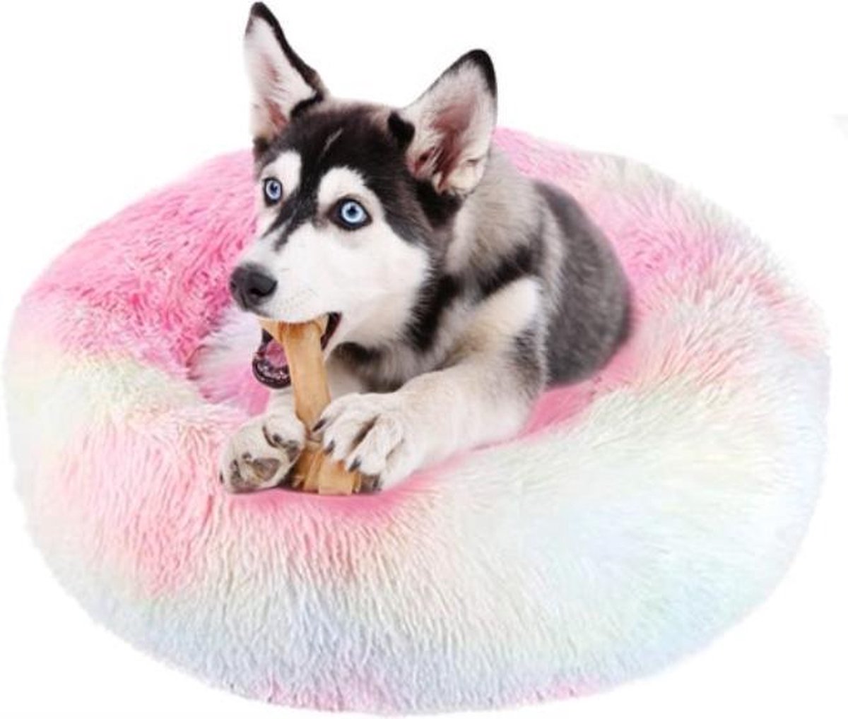 Donut hondenkussen | Unicorn | 60 cm | Geschikt voor dieren van tot ongeveer 45 cm | Hondenmand | Zacht
