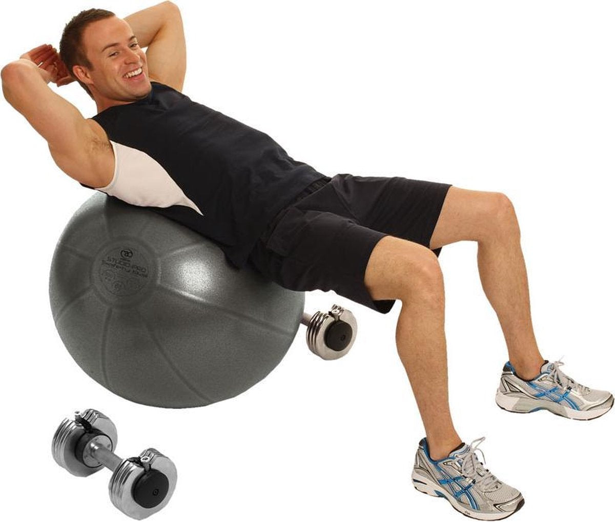 Fitness-Mad | Studio Pro | Fitnessbal | Gymbal | Fitbal | Ø 55 cm | Antraciet. Belastbaar tot 500 KG. Anti-burst! Perfect voor krachttraining!