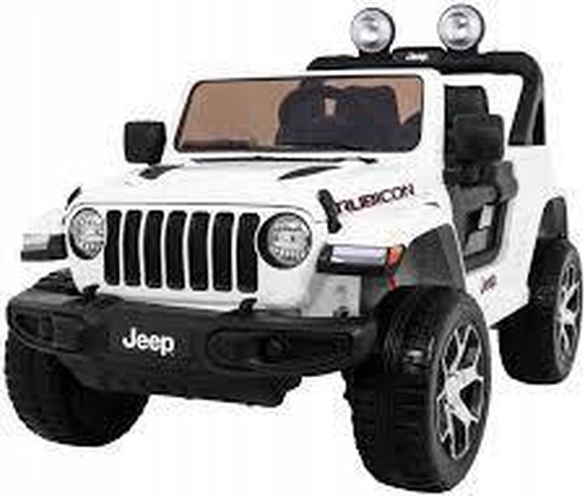 Jeep elektrische kinderauto - Wrangler - wit - mp3 speler - rubberen wielen