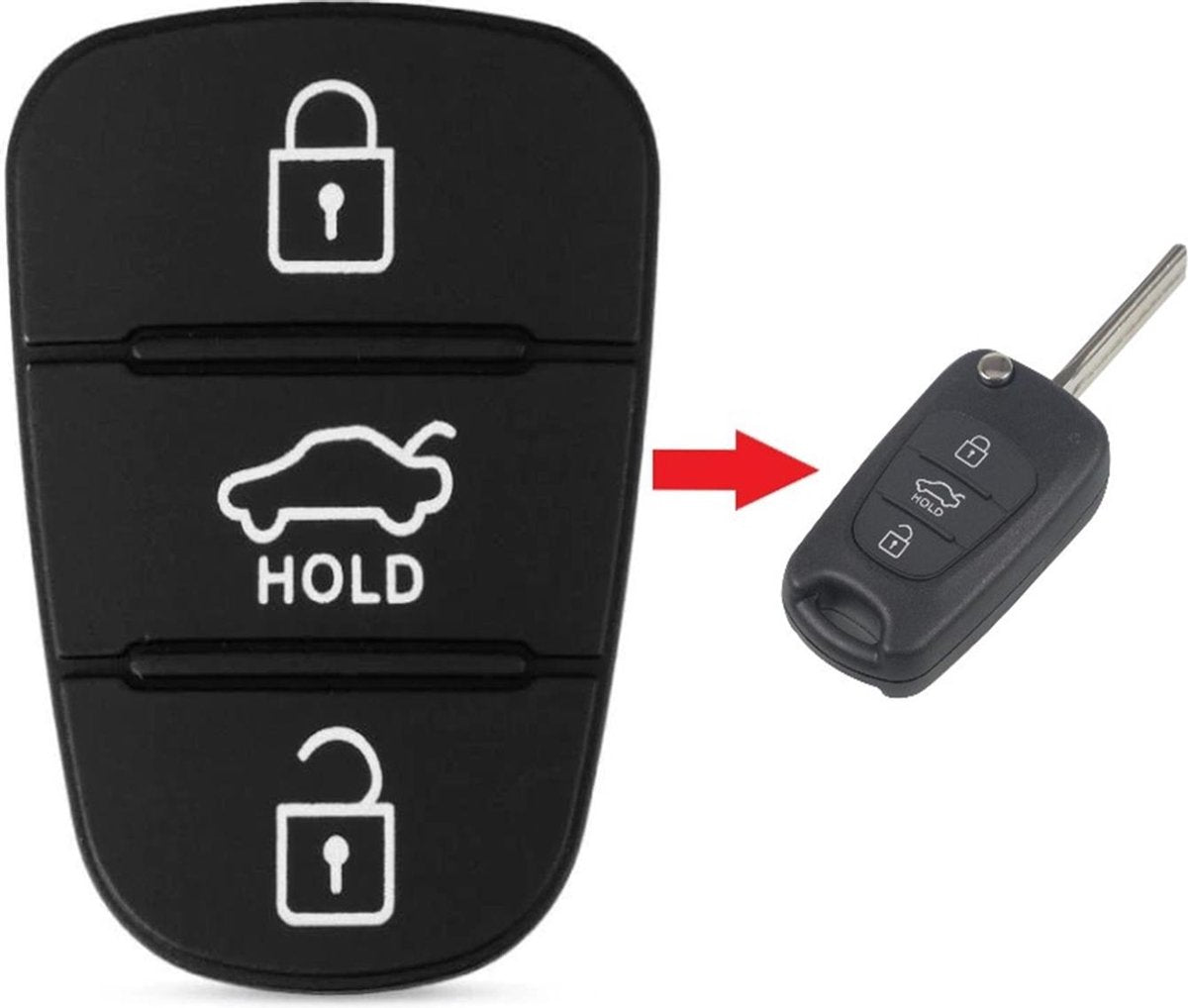 Autoleutel Rubber Pad Vervanging 3 Knoppen geschikt voor Hyundai sleutel / Accent / Avante / Veloster / i10 i20 i30 iX35 drukknoppen / toetsen voor de afstandsbediening Hyundai sleutel O3B