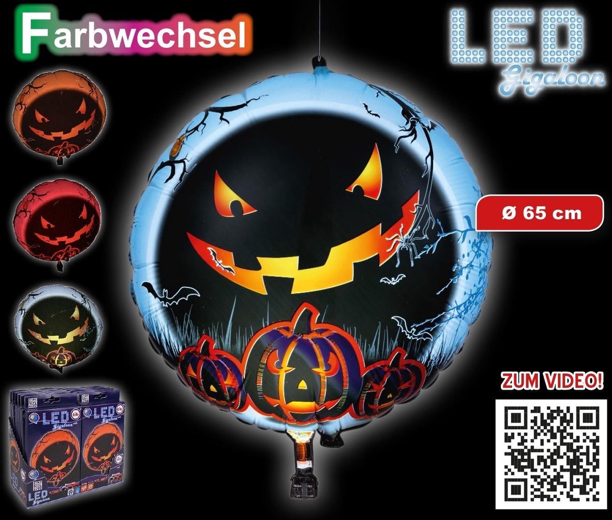 Tib Folieballon Halloween Led 65 Cm Zwart