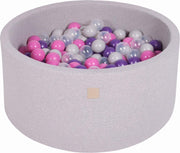 MeowBaby® Ronde Ballenbak set incl 300 ballen 90x40cm - Licht Grijs: Donker Roze