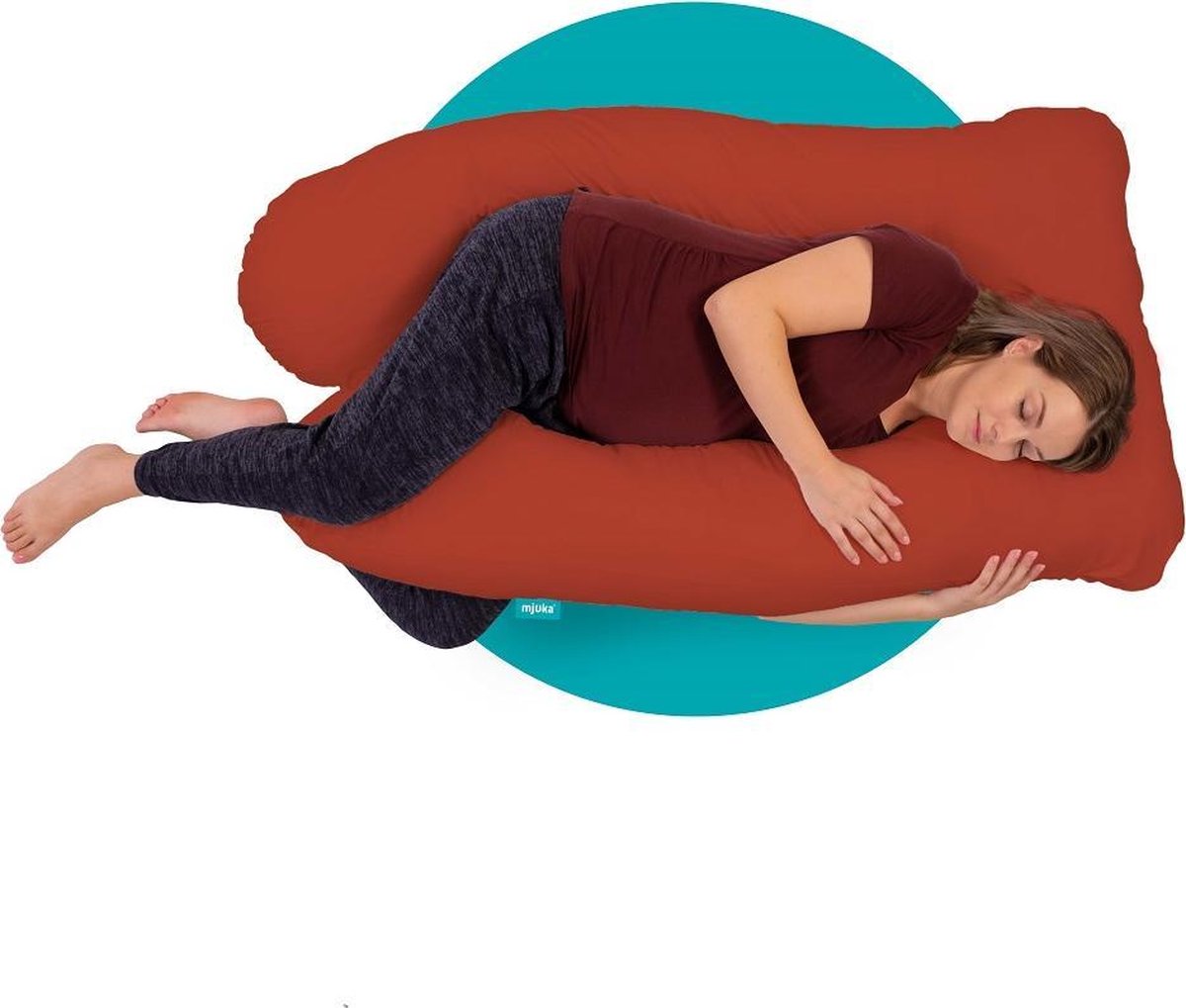 Mjuka Zwangerschapskussen | Comfort kussen | Lichaamskussen | XXL 280 cm | Soft Cotton | Brique | Incl. luxe opbergtas