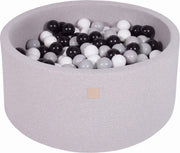 MeowBaby® Ronde Ballenbak set incl 300 ballen 90x30cm - Licht Grijs: Zwart