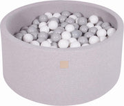 MeowBaby® Ronde Ballenbak set incl 300 ballen 90x30cm - Licht Grijs: Grijs