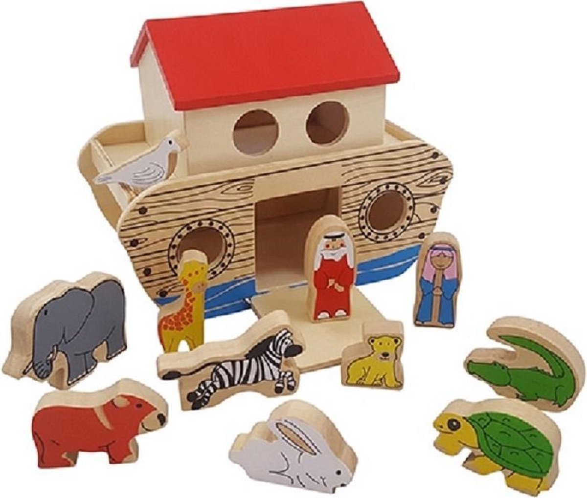 Houten ark van noach + 11 figuren