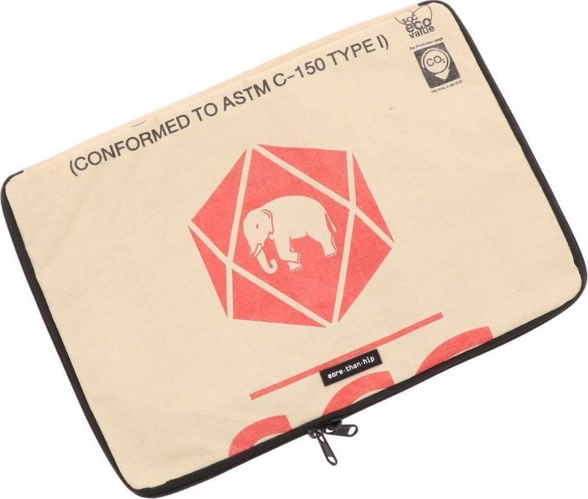 15 inch laptophoes van gerecyclede cementzakken - Manoa - olifant