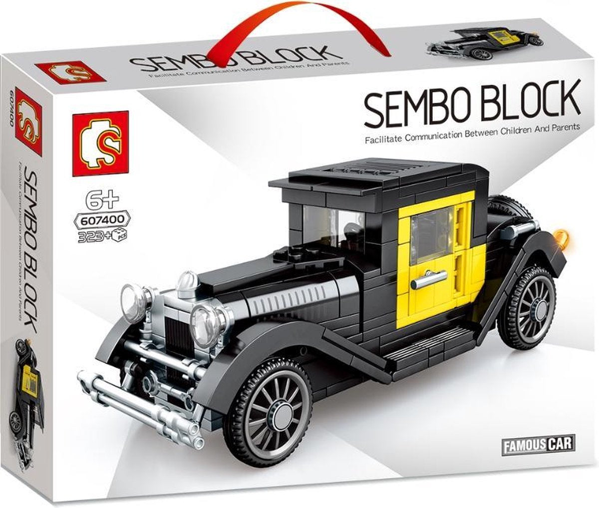 Sembo 607400 - Oldtimer Zwart-Geel - 323 onderdelen - Lego Compatibel - Bouwdoos