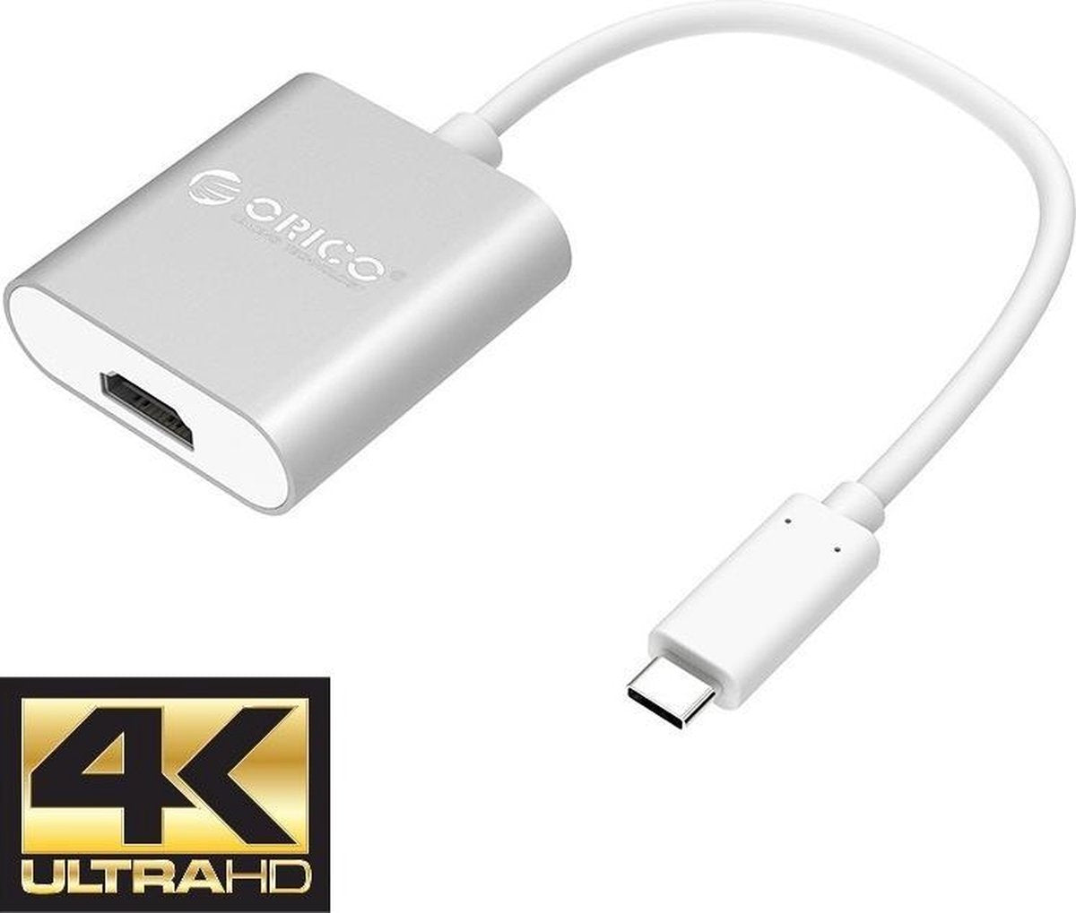 Orico - Aluminium Type-C naar HDMI Adapter – 4K Ultra HD – 15CM Kabel – Zilver