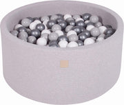Ronde Ballenbak set incl 300 ballen 90x40cm - Licht Grijs: Wit