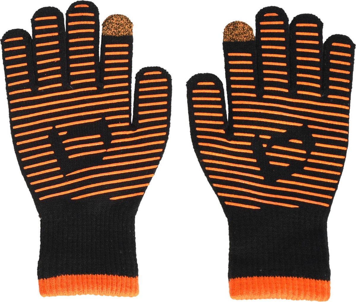Brabo - BC7013 Wintergloves Swipe Bk/Or (per 10) - Black/Orange - Unisex - Maat Teen