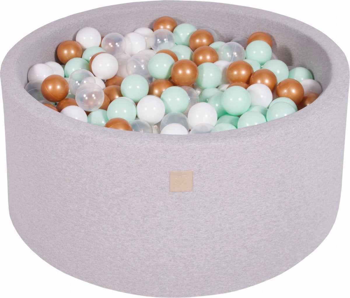 MeowBaby® Ronde Ballenbak set incl 300 ballen 90x40cm - Licht Grijs: Wit