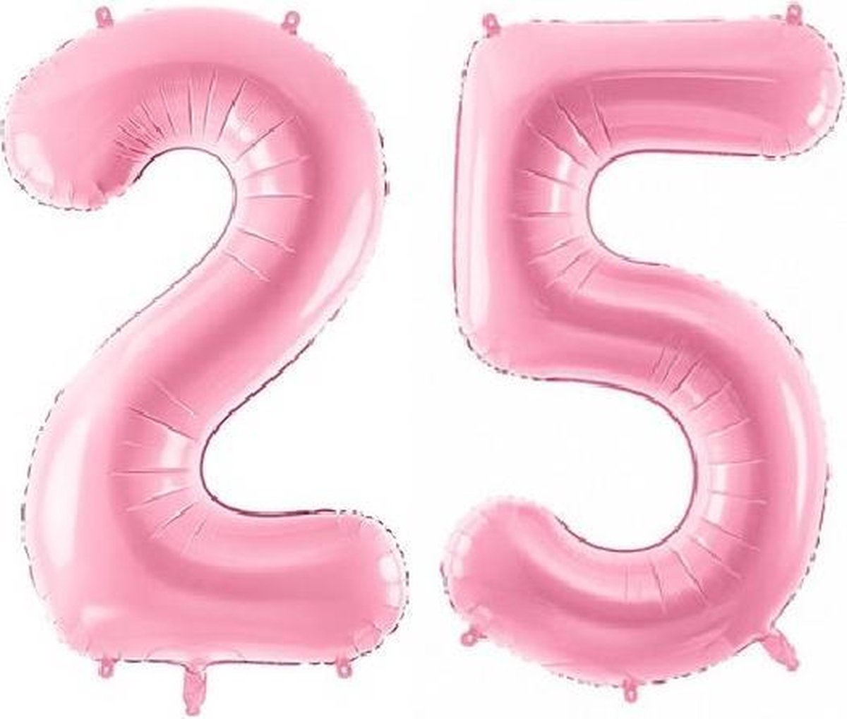 Folie ballon cijfer 25 jaar – 80 cm hoog – Roze - met gratis rietje – Feestversiering – Verjaardag - Bruiloft