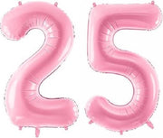 Folie ballon cijfer 25 jaar – 80 cm hoog – Roze - met gratis rietje – Feestversiering – Verjaardag - Bruiloft