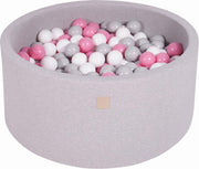 MeowBaby® Ronde Ballenbak set incl 300 ballen 90x30cm - Licht Grijs: Grijs