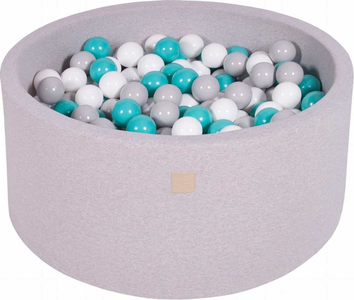 MeowBaby® Ronde Ballenbak set incl 300 ballen 90x30cm - Licht Grijs: Turquoise