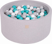MeowBaby® Ronde Ballenbak set incl 300 ballen 90x30cm - Licht Grijs: Turquoise