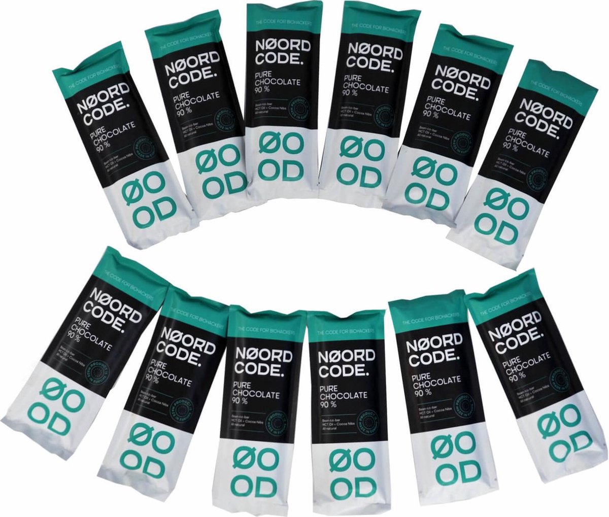NoordCode Pure Chocolate 90% Fino de Aroma Hoge Kwaliteit Vetten - 12-pack Chocoladerepen