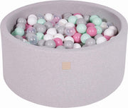 Ronde Ballenbak set incl 300 ballen 90x40cm - Licht Grijs: Transparant