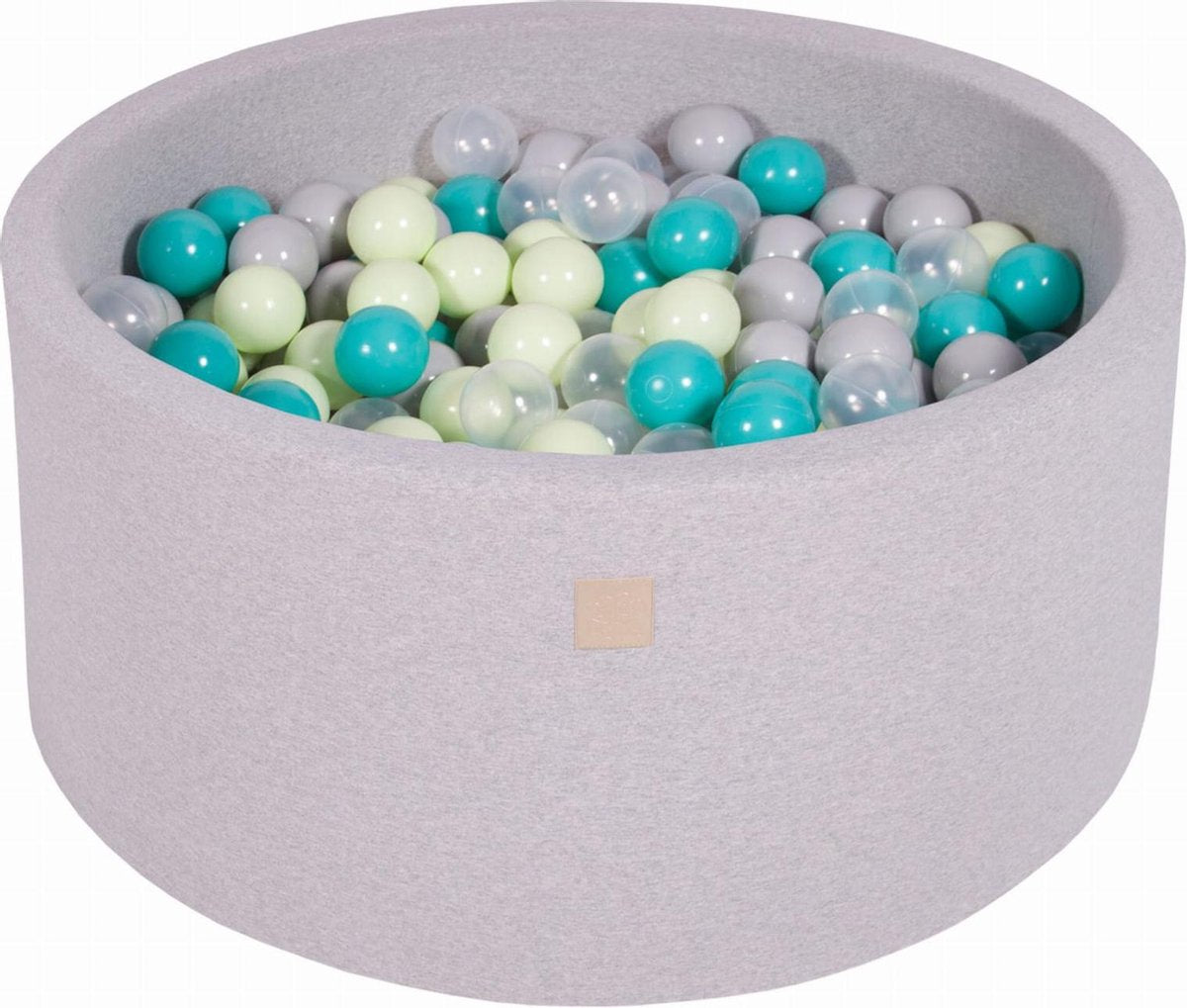 MeowBaby® Ronde Ballenbak set incl 300 ballen 90x40cm - Licht Grijs: Turquoise