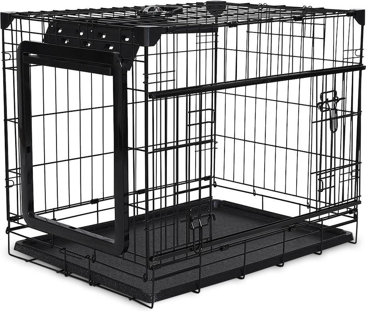 Topline draadkooi schuif- & vouwdeur Zwart 91x61x69cm