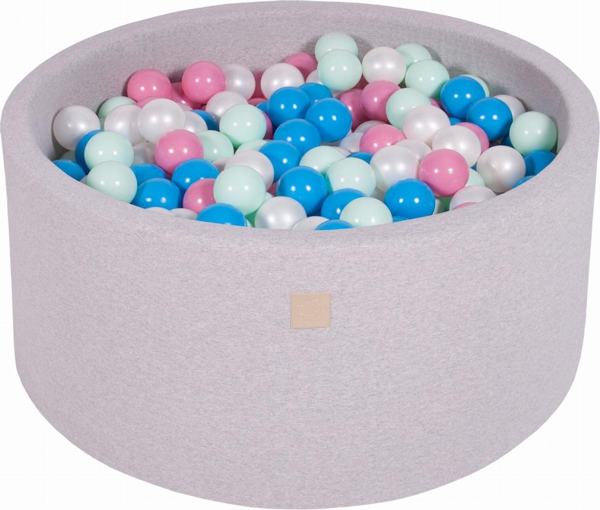 MeowBaby® Ronde Ballenbak set incl 300 ballen 90x40cm - Licht Grijs: Blauw