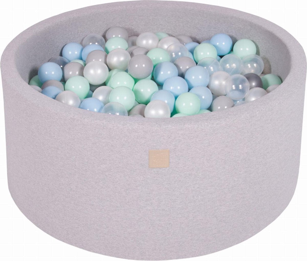 MeowBaby® Ronde Ballenbak set incl 300 ballen 90x40cm - Licht Grijs: Parel Wit