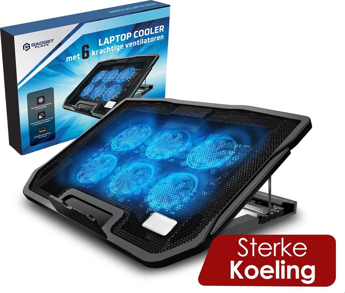 Universele Laptop Cooler met 6 krachtige ventilatoren - 12'' tot 17 inch - Laptop standaard Verstelbaar - Cooling pad - Laptophouder - Laptoptafel