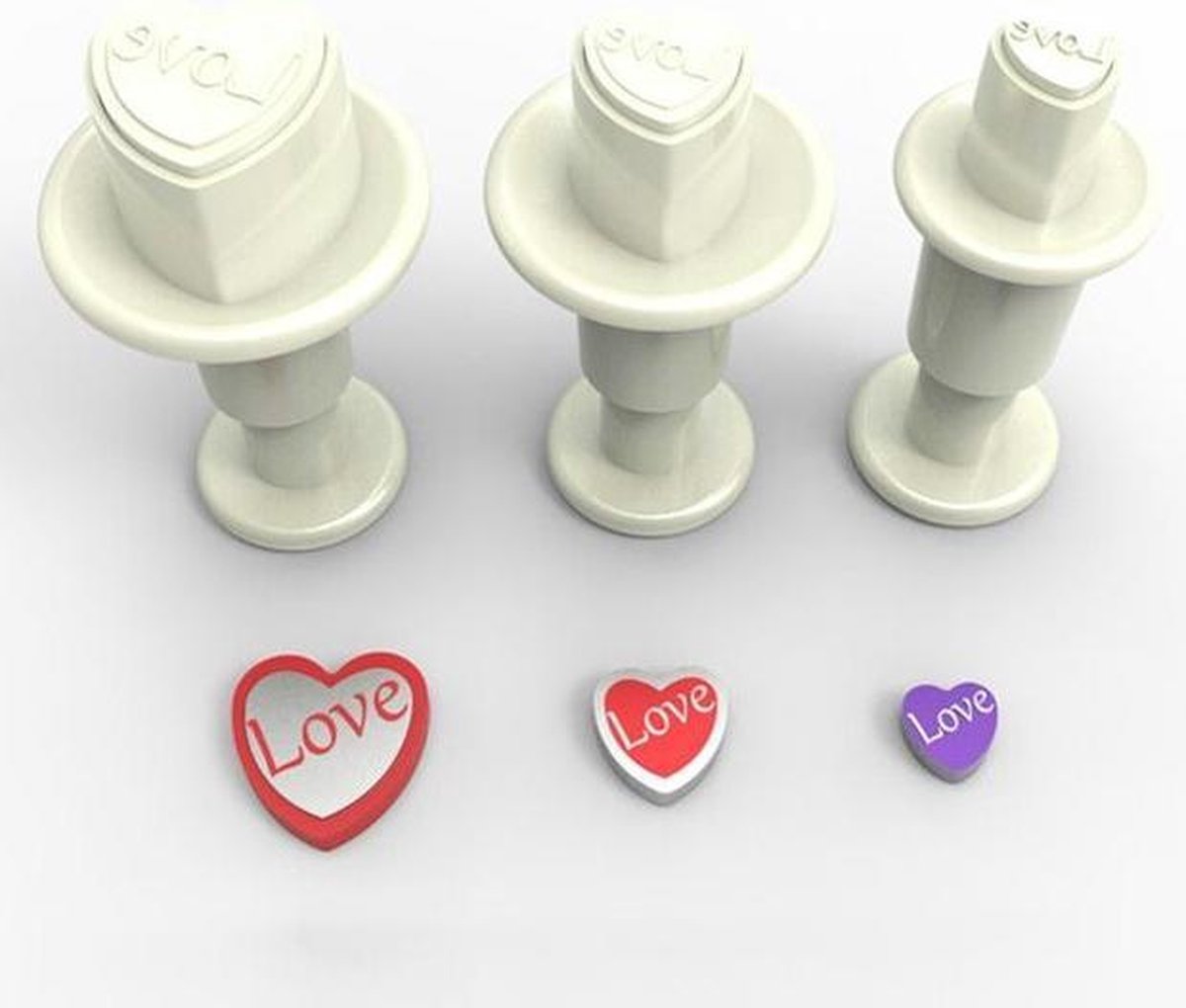 Dekofee Mini Uitstekers Hartjes Love set/3