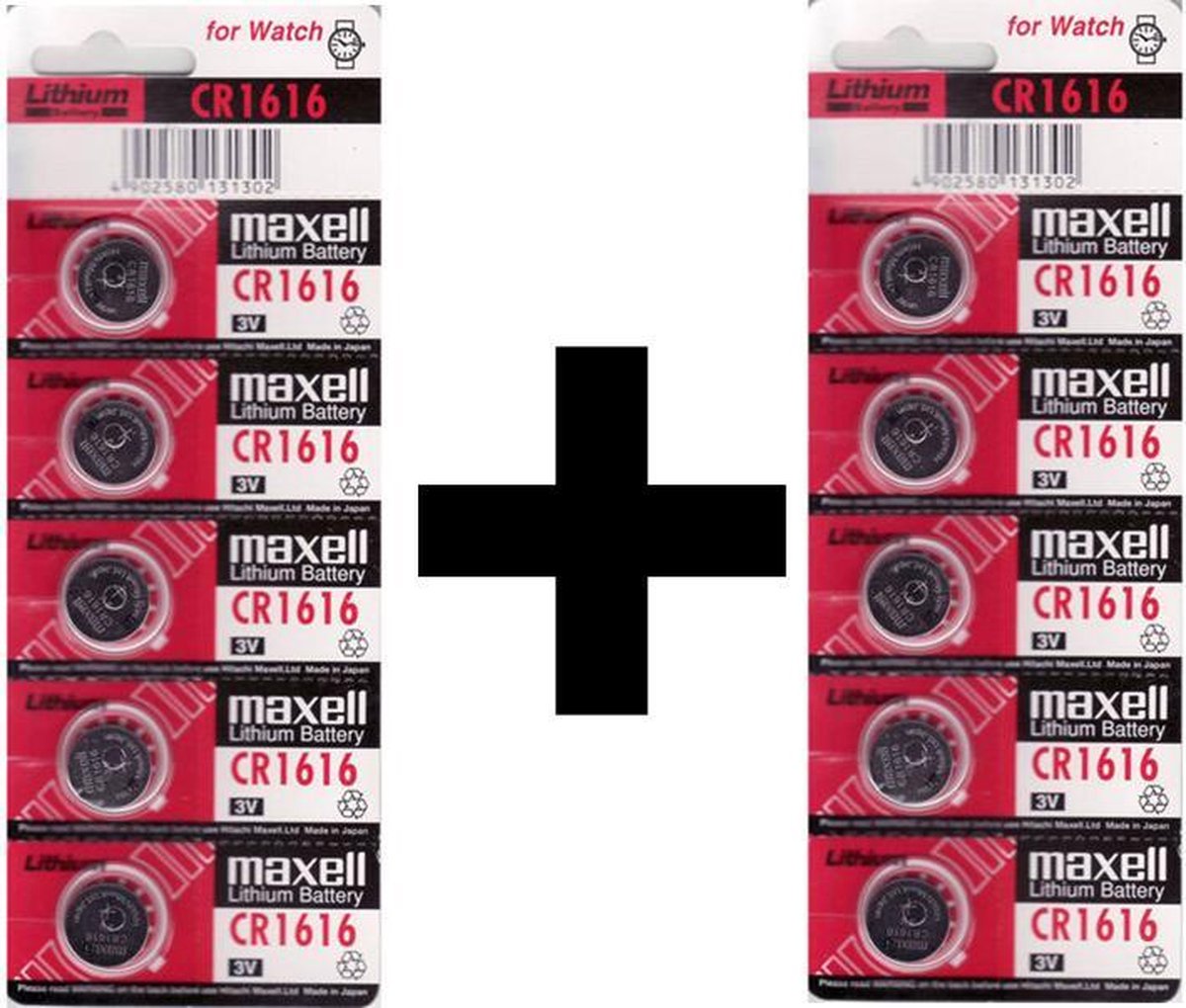 CR1616 Knoopcel 10 Stuks 3V LIithium Batterij - 1+1 Gratis - Maxell