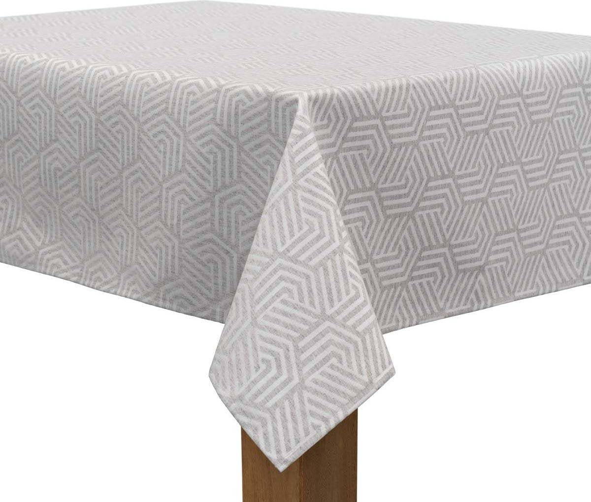 MixMamas Vierkant Tafelkleed Gecoat Jacquard - 180 cm -Hexagon Seamless -Grijs