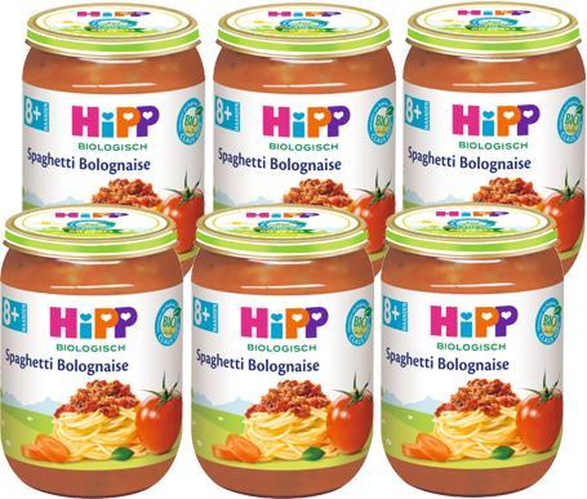 HiPP BIO maaltijd vanaf 8 maanden - Spaghetti Bolognese - 6 stuks 190gr