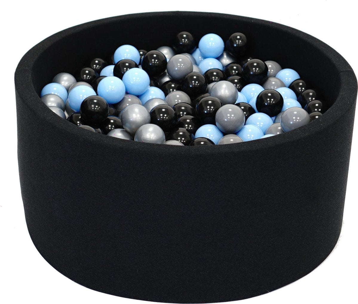 Ballenbak Grijs Zwart 90x40 met 250 ballen Zilver