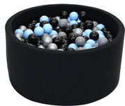 Ballenbak Grijs Zwart 90x40 met 250 ballen Zilver