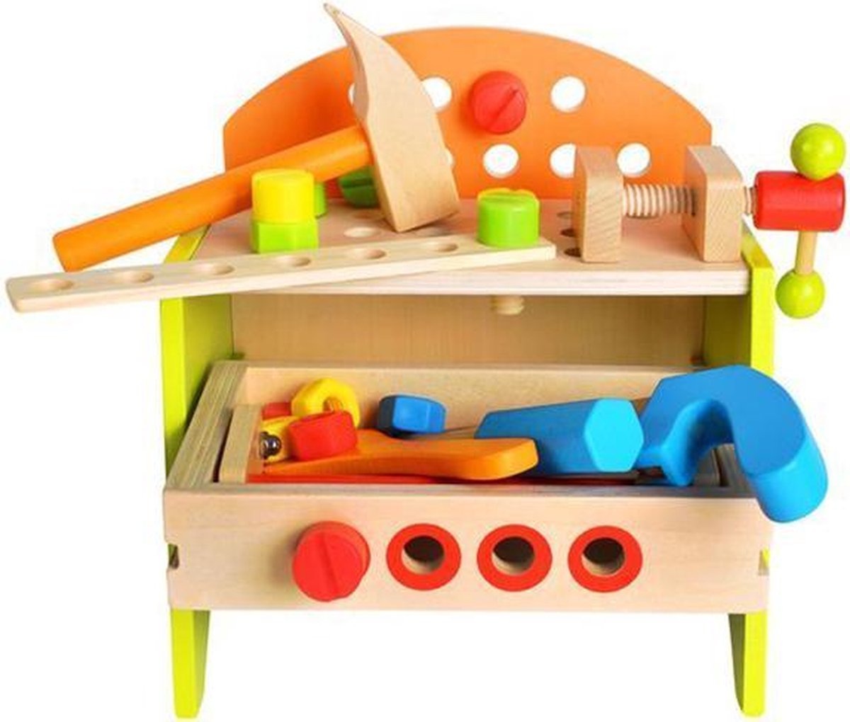 Werkbank voor kinderen van hout - met accessoires en gereedschap