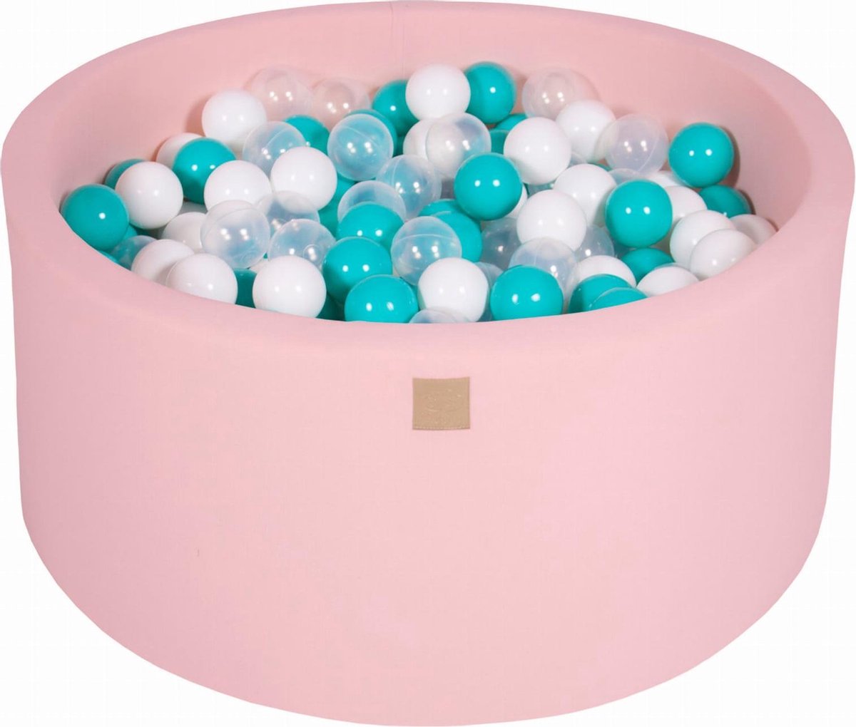 MeowBaby® Ronde Ballenbak set incl 300 ballen 90x40cm - Licht Roze: Wit