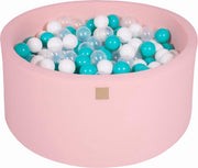MeowBaby® Ronde Ballenbak set incl 300 ballen 90x40cm - Licht Roze: Wit