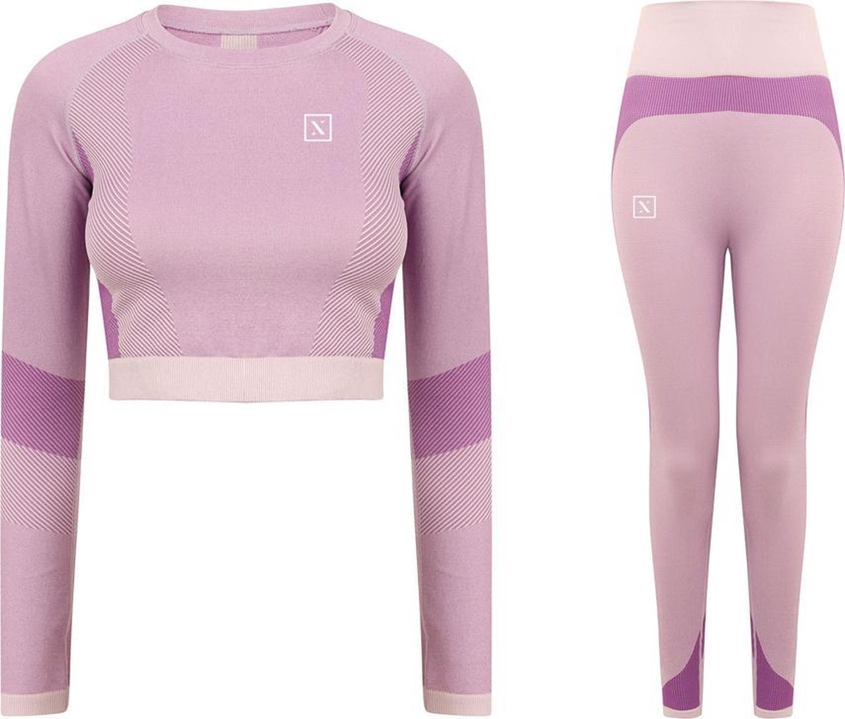 LXURY Tech Crop Trainingspak Maat XXS/XS - Roze - Naadloze Sport Shirt - Naveltruitje - Dames Crop Top - Yoga & Fitness - Trainings outfit - Fitness top - Sport pak - Vrouwen Trainingspak Compleet