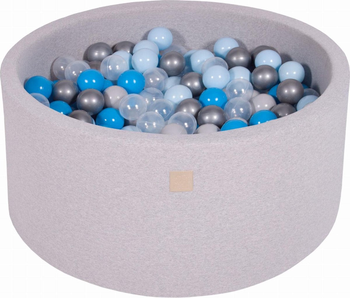 MeowBaby® Ronde Ballenbak set incl 300 ballen 90x40cm - Licht Grijs: Blauw