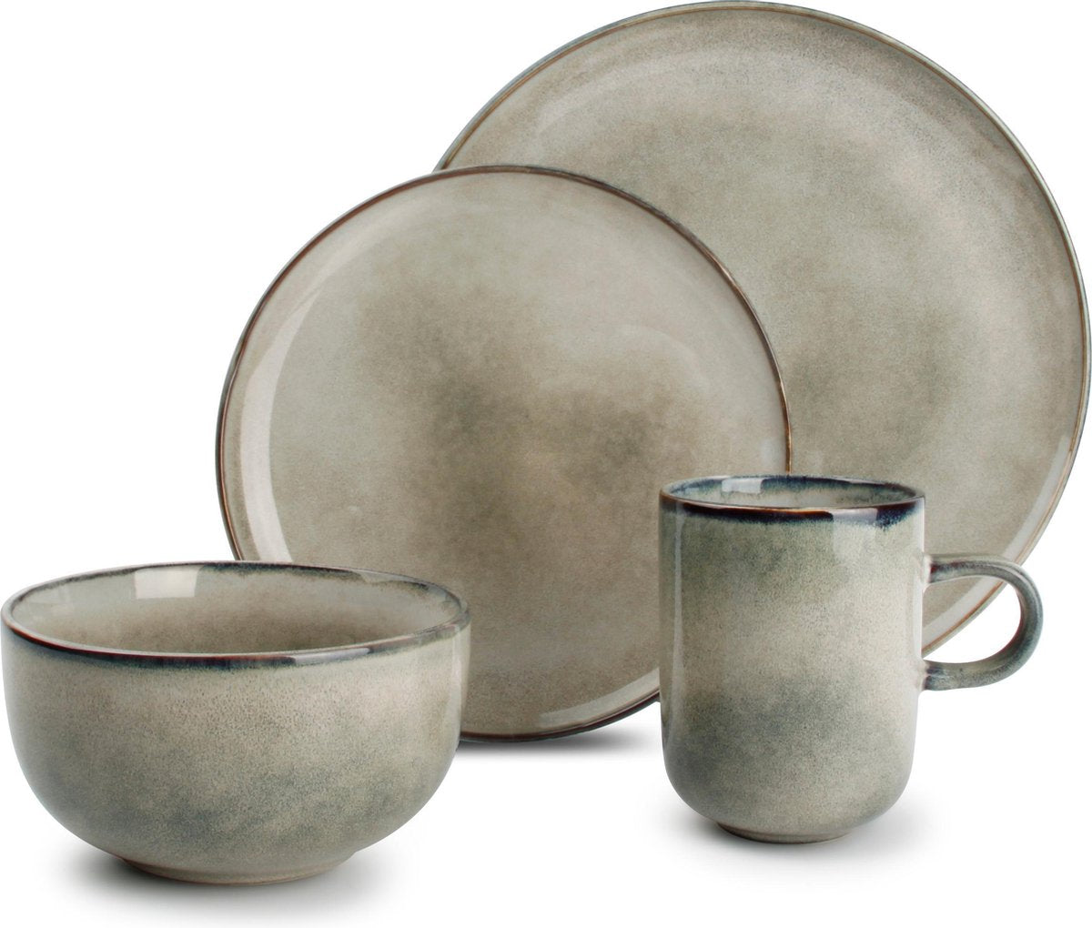 Salt&Pepper Meridian Servies Set - 16-Delig Servies voor 4 Personen - Groen/blauw
