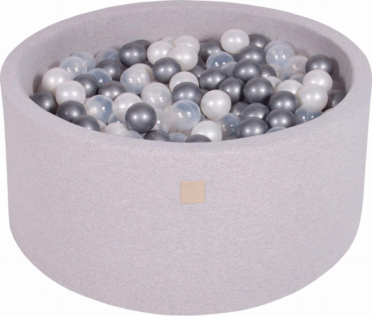 MeowBaby® Ronde Ballenbak set incl 300 ballen 90x40cm - Licht Grijs: Parel Wit
