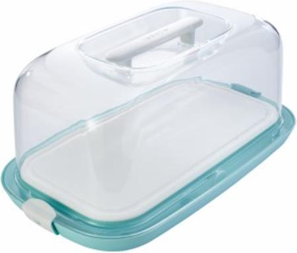 CAKE BOX RECHTH  48X25X18 CM GINO TRANSPARANT-AQUA KEEEPER  10737