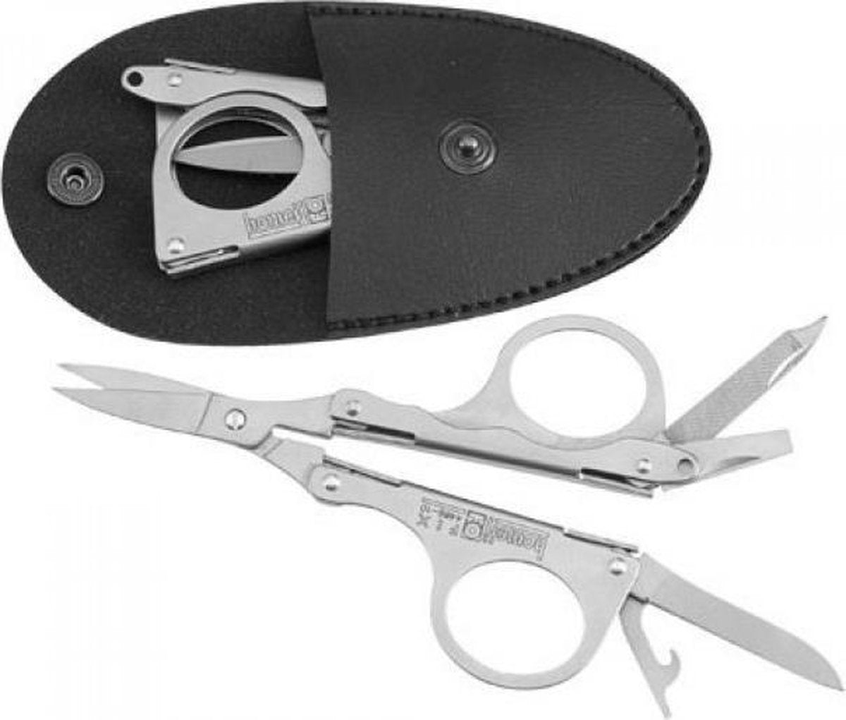 Homeij Fix Schaar en Multitool zakmes in etui 8 delig vouwschaar