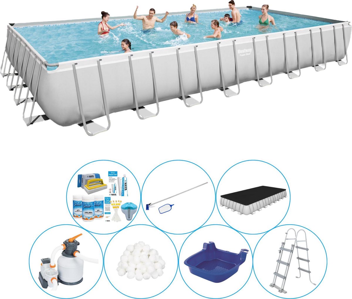 Zwembad Set - Bestway Power Steel Rechthoek 956x488x132 cm